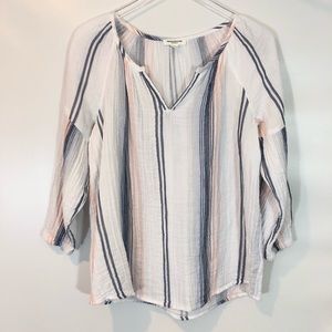 beachlunchlounge Crinkle Gauze Peasant Top Size Medium